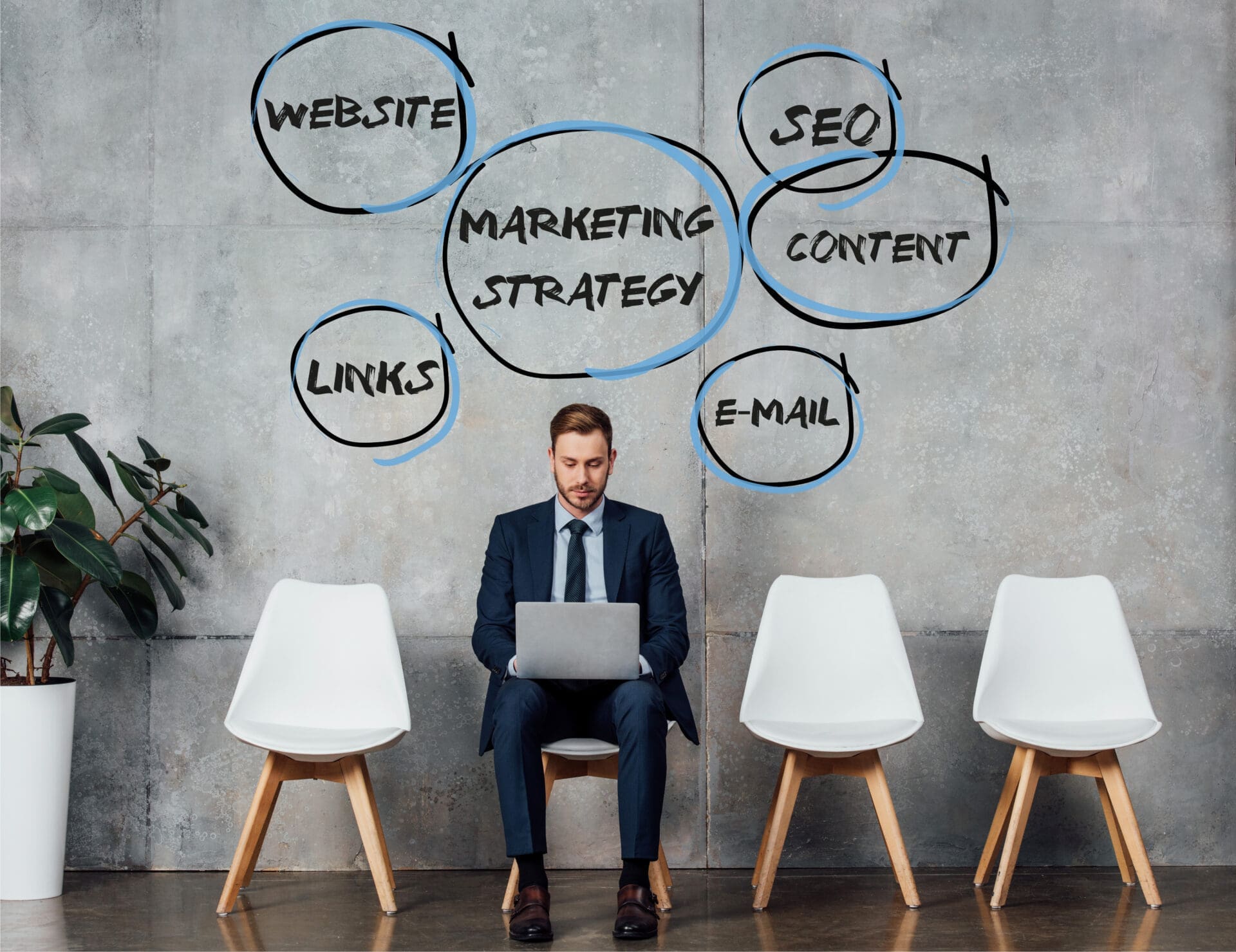 business man looking at marketing trends in Louisville