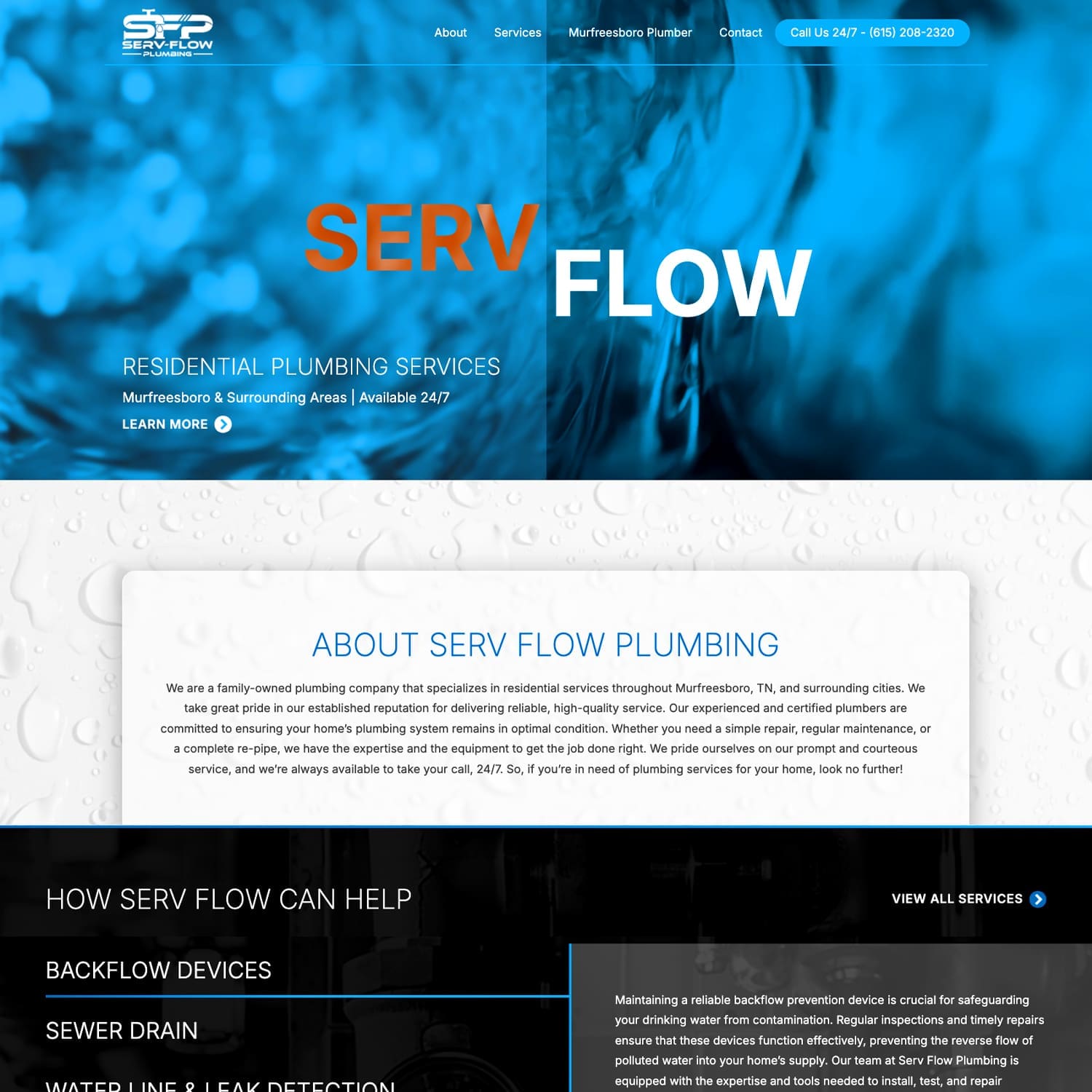 Serv Flow Plumbing web design in louisville ky