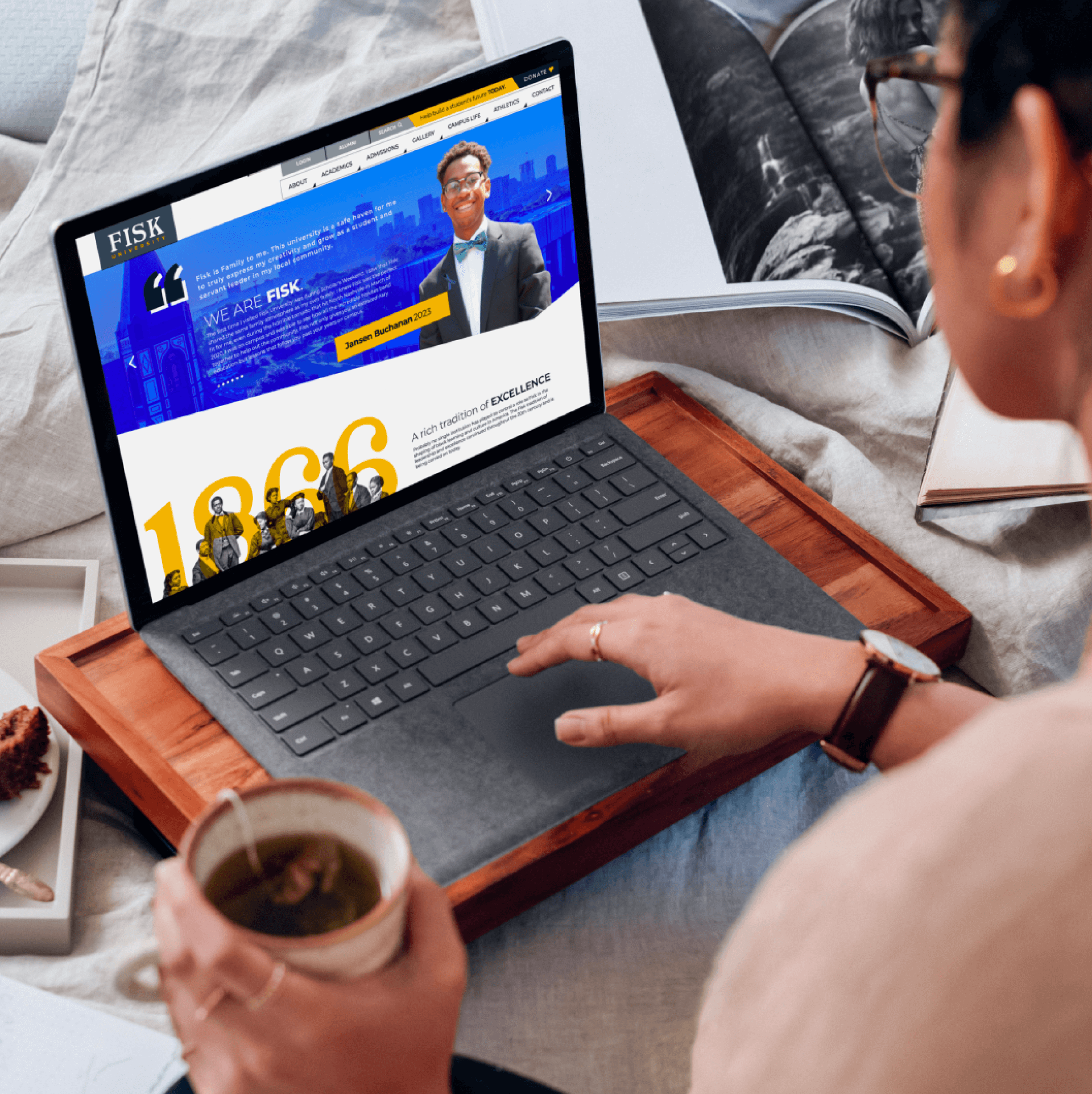 person looking at website on her computer created by the best web design company in brentwood tn