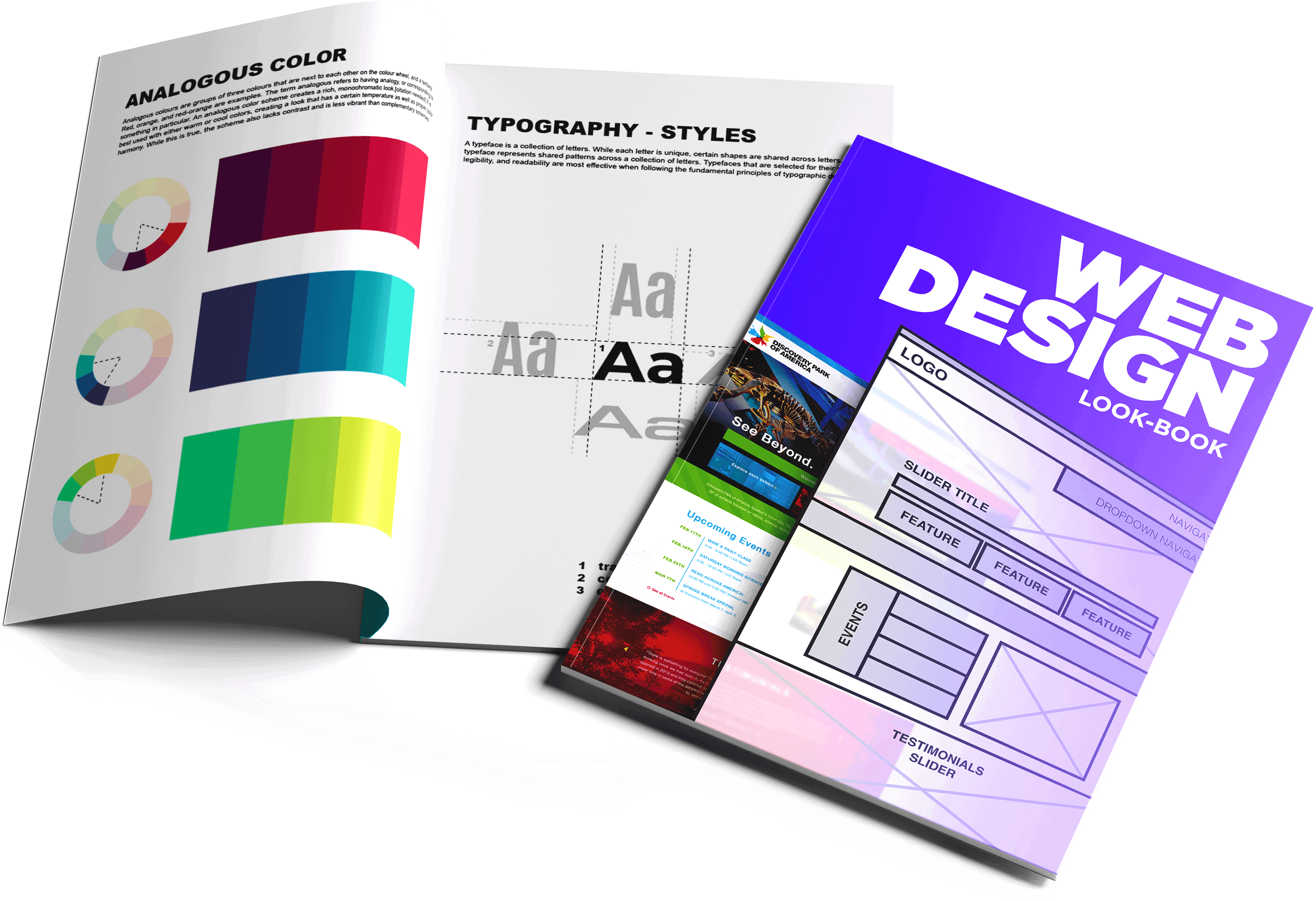 web design look book for clients to choose what colors and designs they want for their new site from a nashville web design company