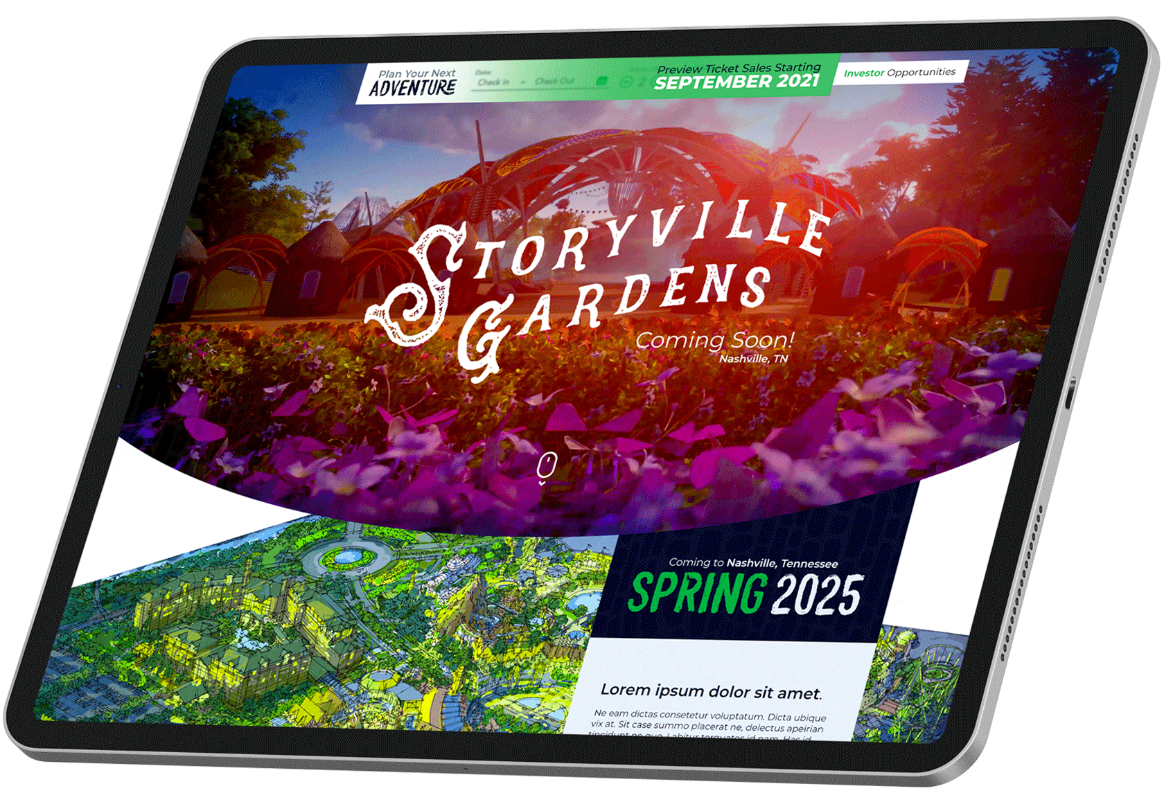 new website preview on an ipad that showcases nashville's digital marketing and web design skills