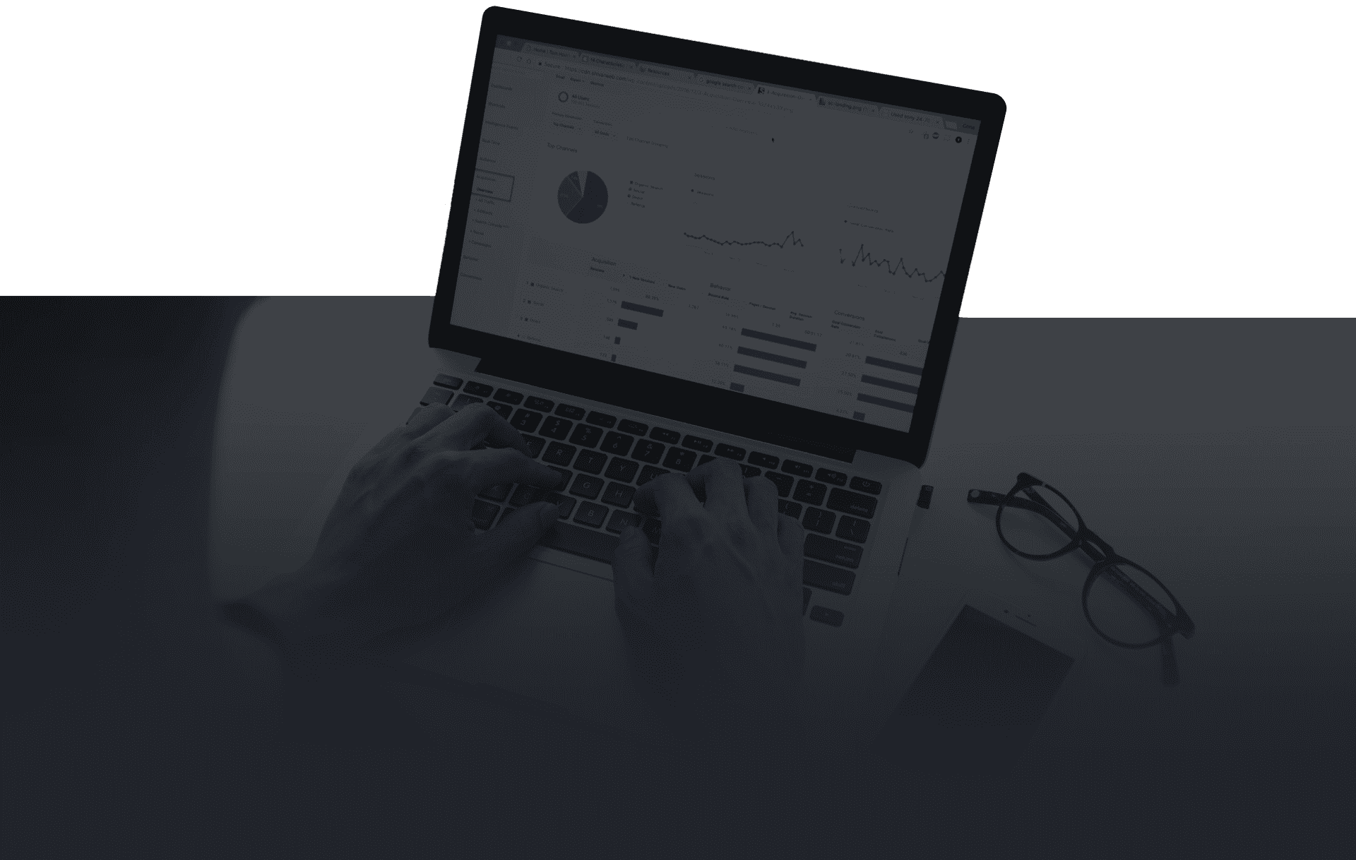 laptop with support and analytics - Marketing Agency in Nashville, Brentwood, Franklin, & Spring Hill - Web Design company, digital marketing, SEO, and more - Business Web Design | JLB Works