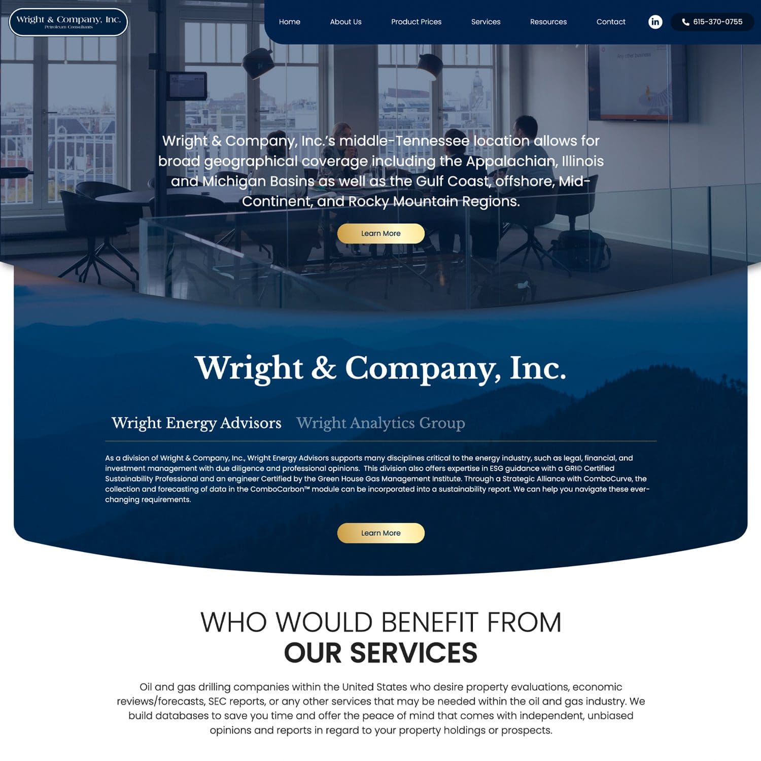 Wright & Company, Inc. Screenshot - Website Design Inspiration from a Nashville Web Design Company