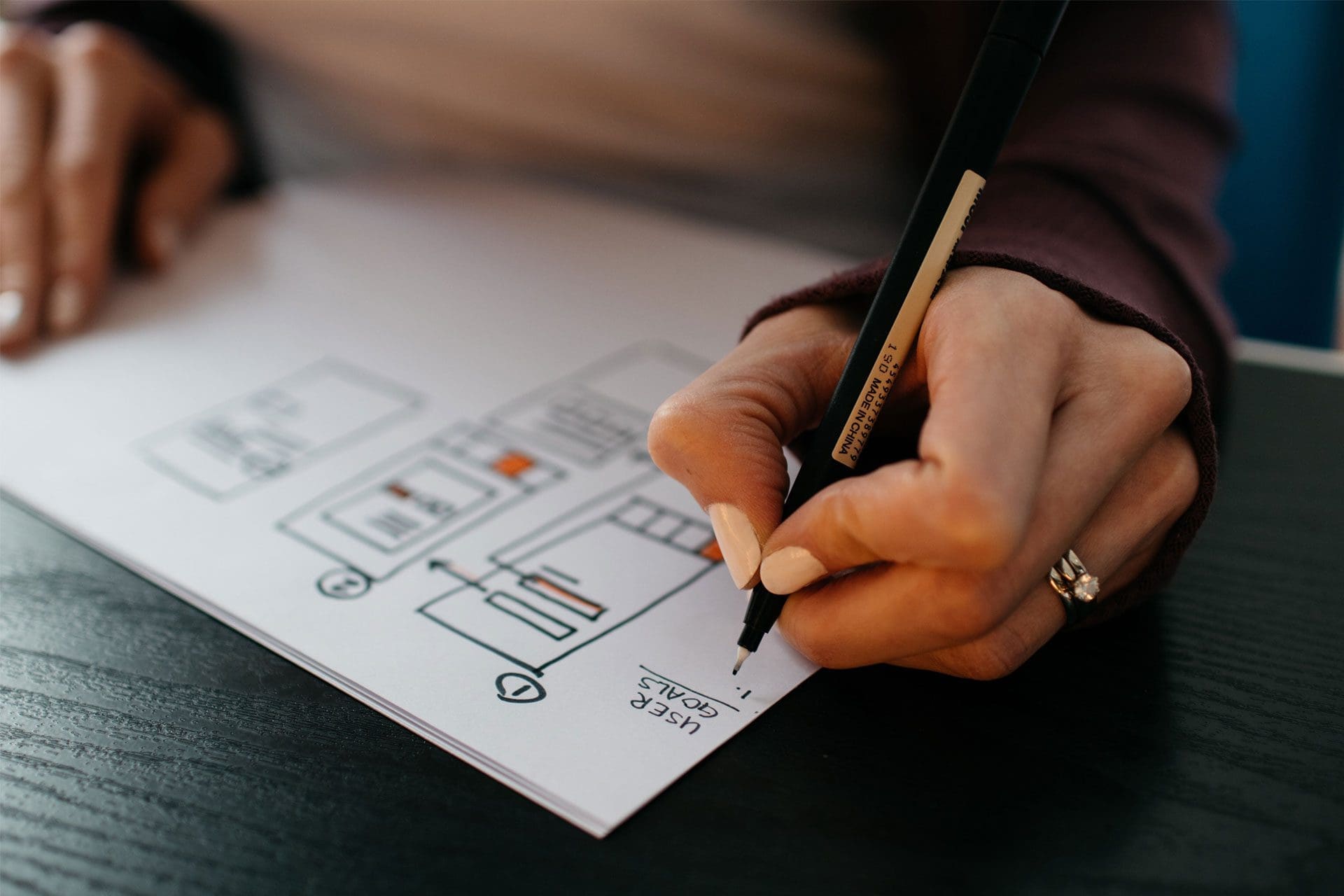 Web designer drawing a design by Louisville's Best Web Design and Digital Marketing Agency JLB